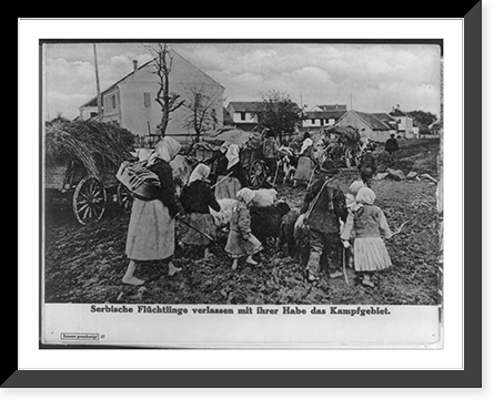 Serbian refugees leaving battle zone with their belongings Classic, Antique Wall Art