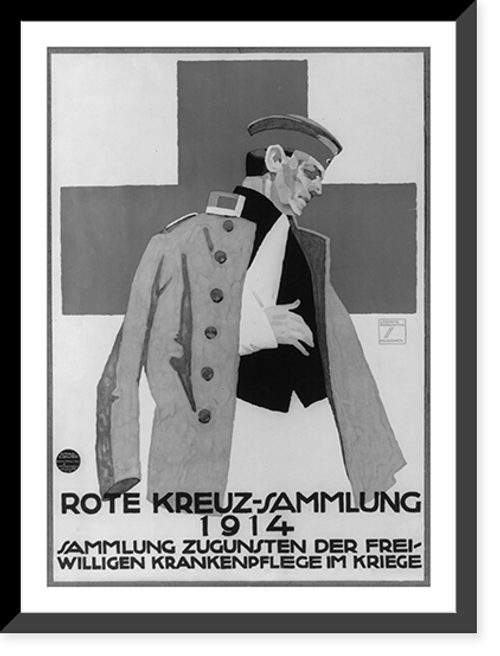 Historic Framed Print, Rote Kreuz-Sammlung 1914. Sammlung zugunsten der Freiwilligen Krankenpflege im Kriege.Ludwig Hohlwein, M&uuml;nchen.,  17-7/8" x 21-7/8"
