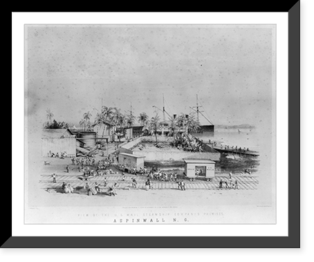 View of the U.S. Mail Steamship Company's premises, Aspinwall, N.G, Antique Print