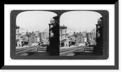 Historic Framed Print, Looking down California St., from Nob Hill, Ferry Building and bay in distance, San Francisco,  17-7/8" x 21-7/8"