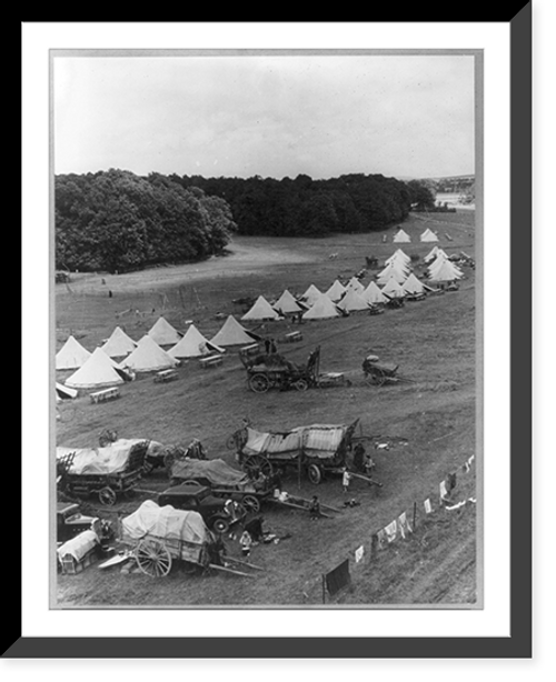 Historic Framed Print, [Aerial view of refugee camp],  17-7/8" x 21-7/8"