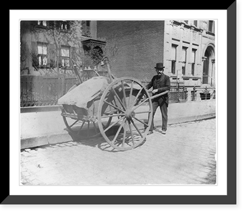 Historic Framed Print, [Street types of New York City: Peddler with cart],  17-7/8" x 21-7/8"