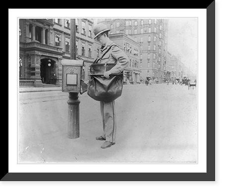 Street types of New York City: Postman at letter box, Historic Reproduction