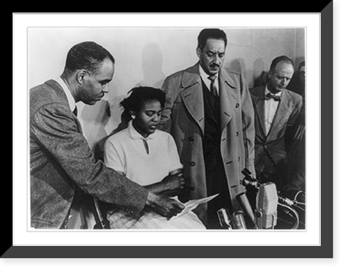 Historic Framed Print, [Roy Wilkins in press conference with Autherine Lucy and Thurgood Marshall, director and special counsel for NAACP Legal Defense and Education Fund],  17-7/8" x 21-7/8"