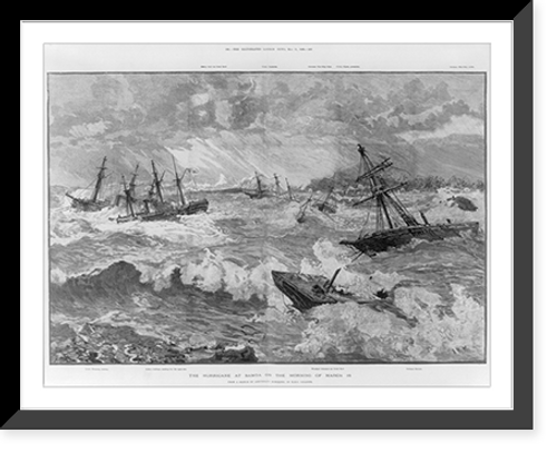 Historic Framed Print, The Hurricane at Samoa on the morning of March 16,  17-7/8" x 21-7/8"