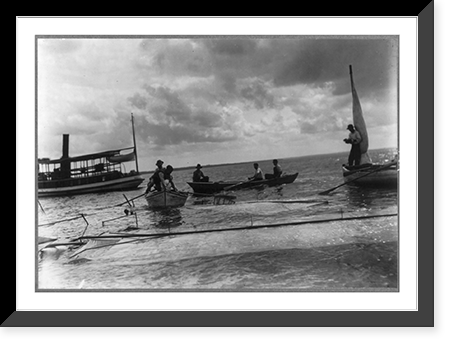 Workmen retrieving the Wrecked Langley airplane from the Potomac River, Quantico, Virginia, Antique Wall Art