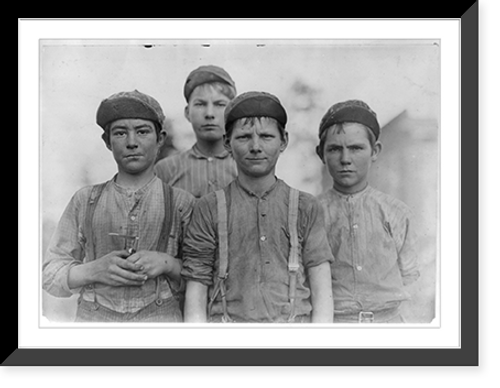 Historic Framed Print, Some doffer boys, Macon, Ga. Location: Macon, Georgia.,  17-7/8" x 21-7/8"