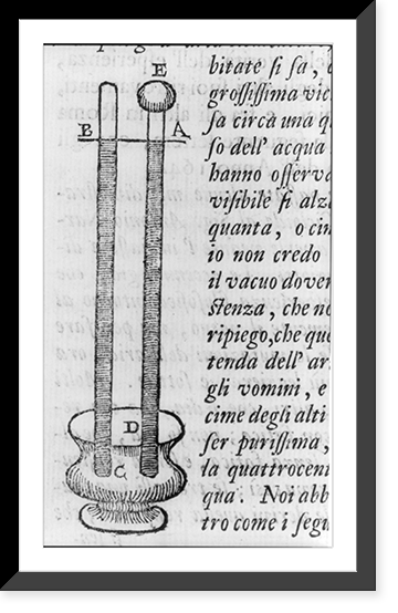 Diagram of an early barometer or measuring device, Vintage Poster