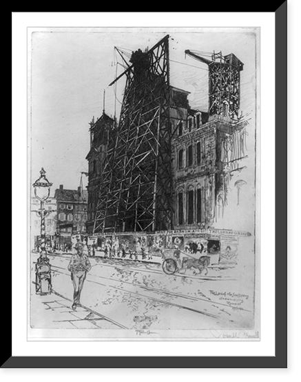 The last of the scaffolding drawn during removal.Pennell, Historic Reproduction
