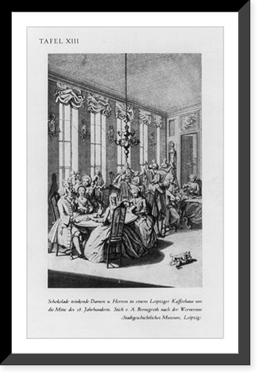Men & women drinking chocolate in a Liepzig coffehouse. 17, Historic Print