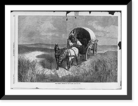 Historic Framed Print, The Whiskey peddler on the Plains [Horse-drawn covered wagon],  17-7/8" x 21-7/8"