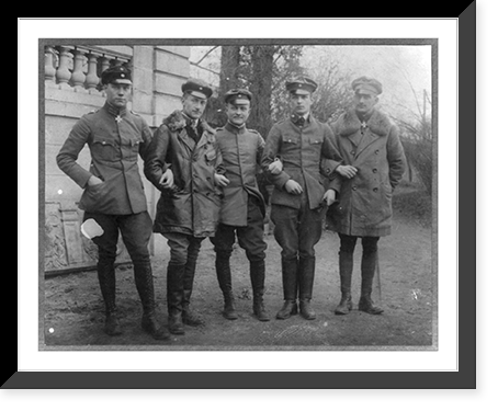5 German aviators standing with arms linked, Vintage Wall Art