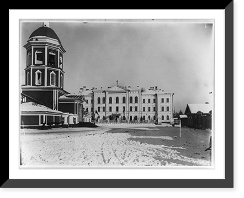 Historic Framed Print, Irkutsk - church and the Bazanoff orphan asylum,  17-7/8" x 21-7/8"