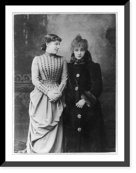 Lillie Langtry and Sarah Bernhardt standing side by side, Antique Wall Art