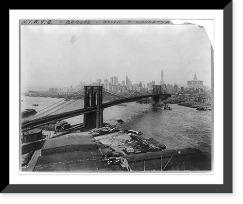 Historic Framed Print, Skyline from Brooklyn [showing bridge], New York City,  17-7/8" x 21-7/8"