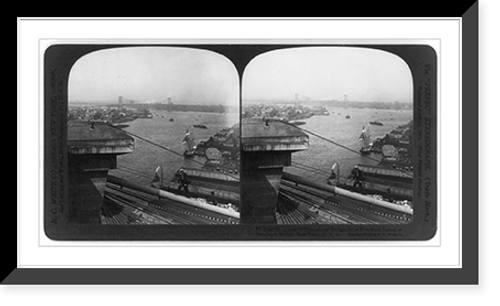 Historic Framed Print, East River and Williamsburg Bridge, from Brooklyn Tower of Brooklyn Bridge, New York City,  17-7/8" x 21-7/8"