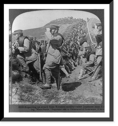 Expecting an attack from Russian cavalry - alert Japanese near Tehling, Manchuria Classic, Antique Wall Art