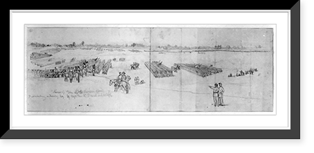 Historic Framed Print, Review of Gen. Ord's division, opposite Fredericksburg, by Maj. Gen. McDowall [sic] and staff,  17-7/8" x 21-7/8"
