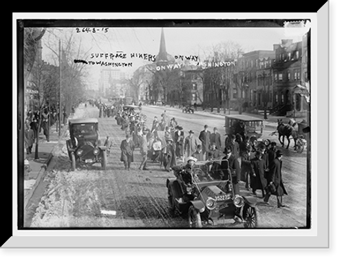 Historic Framed Print, Suffrage hikers on way to Wash.,  17-7/8" x 21-7/8"