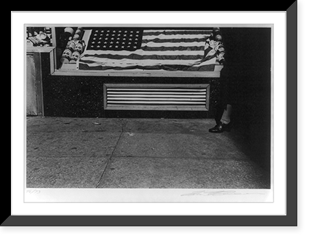 American flag and cans in store window, Antique Wall Art