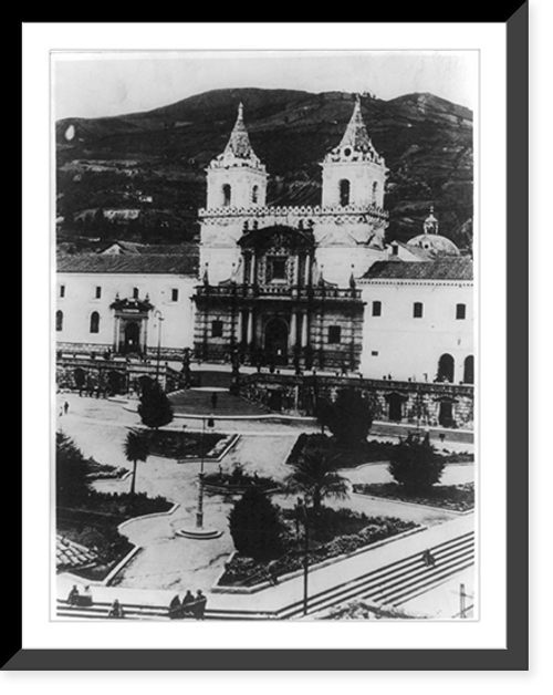 Historic Framed Print, Quito, Provincia da Pichincha, Ecuador: Fachada principal de la Iglesia de San Francisco - (con la puerta del Convento),  17-7/8" x 21-7/8"