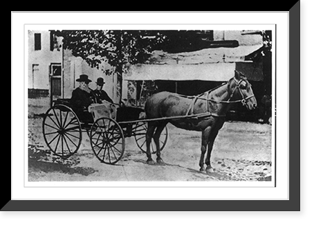 Walt Whitman and friend Bill Duckett in carriage, Antique Print