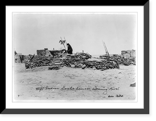 Historic Framed Print, Hopi Indian snake dancer entering Kiva, [Walpi, Arizona],  17-7/8" x 21-7/8"