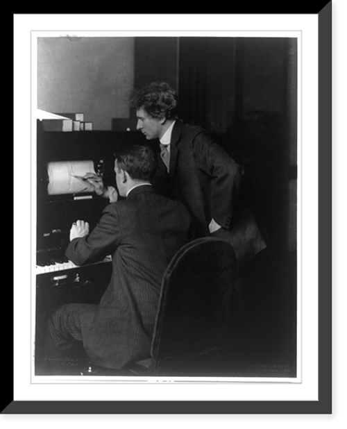 Historic Framed Print, Percy Grainger with another man at player piano,  17-7/8" x 21-7/8"