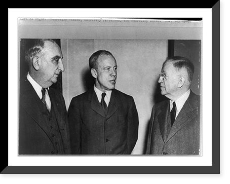 Left to right: Secretary Frederic Moore Vinson, Secretary Robert Porter Patterson, and Secretary Ickes, Historic Reproduction