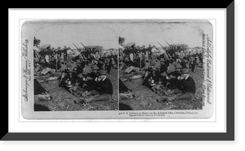 Historic Framed Print, Caloocan, Philippine Islands: U.S. Infantry at mess - on the advance line,  17-7/8" x 21-7/8"