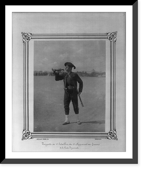 A bugler from the First Battalion of the First Regiment of Zouaves of the Imperial Guard.Abdullah Fr&egrave;res, Phot., Constantinople, Antique Poster