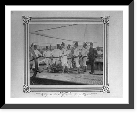 The cannon drill on the Imperial Ironclad Frigate Hamidiye.Abdullah Fr&egrave;res, Phot., Constantinople, Vintage Print