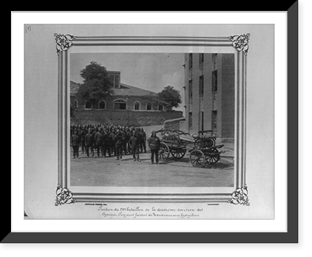 Position of the Second Battalion of the Second Division of the Fire Brigade drilling with fire apparatus.Abdullah Fr&egrave;res, Phot., Constantinople, Historic Print