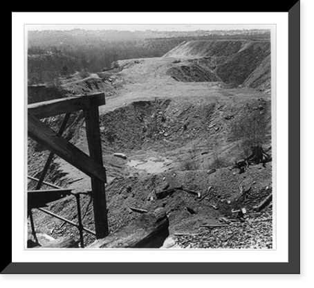 Mountains of slag around the pit-head of a coal mine, Hazelton, Pa, Vintage Poster