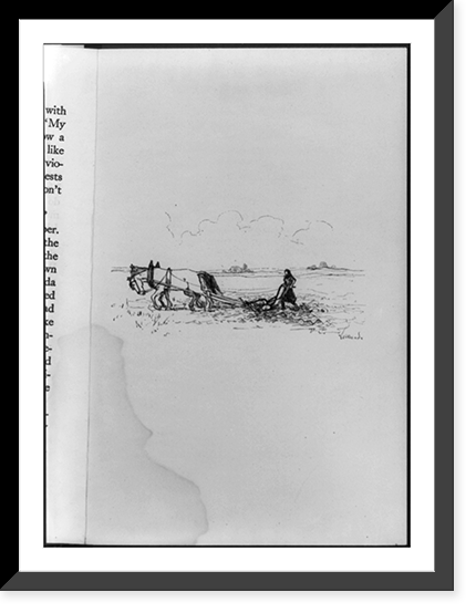 Historic Framed Print, [Girl plowing with horses],  17-7/8" x 21-7/8"