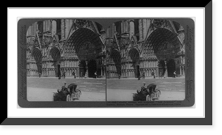 Historic Framed Print, Cathedral entrance with sculptured Last Judgment" over doorway,  Bourges,  France",  17-7/8" x 21-7/8"