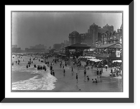 New Jersey - Atlantic City - Beach scene south from central pier, Antique Print