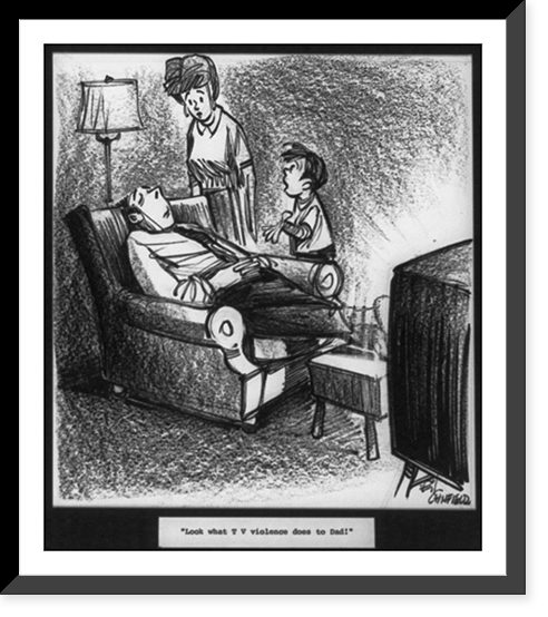 Hey Mom, look what violence on TV does to Dad!"" Classic, Vintage Print