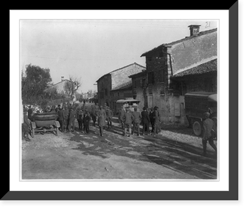 Historic Framed Print, [American Red Cross ambulances at Italian Front: at small front line hospital],  17-7/8" x 21-7/8"