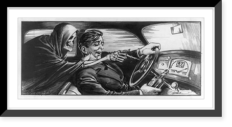 Vintage Americana Print - Drunk driver and figure of death