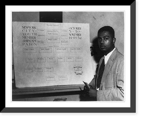 Nathaniel Lloyd, Chairman. Division of New York City Youth Membership Campaign, October 3 to November 14, 1952, posed next to organizational chart.by James C. Campbell, N.Y.C. Vintage Wall Art Prin