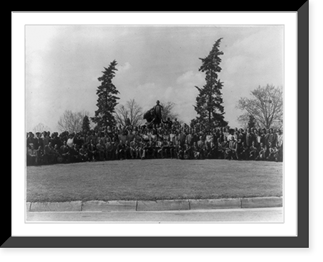 NAACP Southeastern Regional Conference delegates posed in front of the Booker T. Washington statue, Tuskegee, Ala, Antique Print