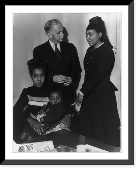 Walter White and lynch victim's widow standing next to a young woman holding child.by Llewellyn Ransom, New York City, Vintage Print