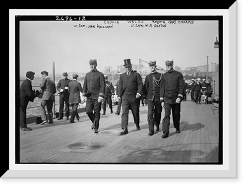 Historic Framed Print, Cmdr. Waldo, R. Adm. Chas. Conard?, Lt. Cmdr. Halligan, and Lt. Cmdr. Sexton,  17-7/8" x 21-7/8"