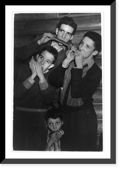 3 boys of an orphanage in West Virginia playing folk tunes on harmonicas as their contribution to the National Folk Festival, Philadelphia, Historic Print