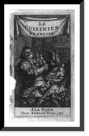 French Cookery." Frontispiece illustration of cook inside restaurant", Antique Poster