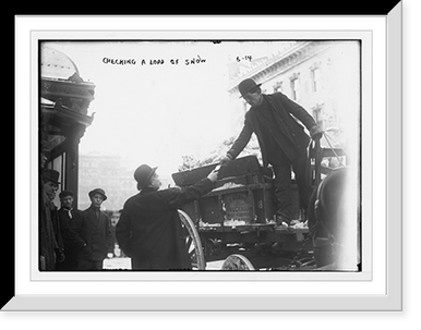 Truckman checking a load of snow, New York, Vintage Wall Art