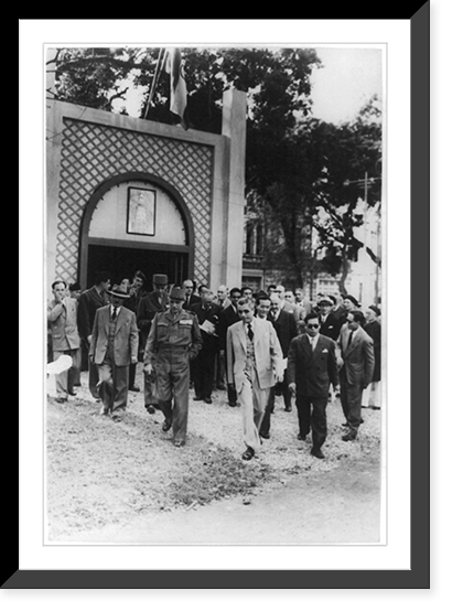 Vietnam: French general walking with civilians Classic, Antique Print