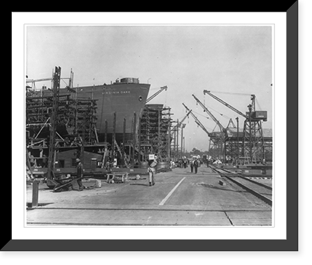 Liberty ships on the ways at the North Carolina SB Company yard, Wilmington, N.C, Historic Print