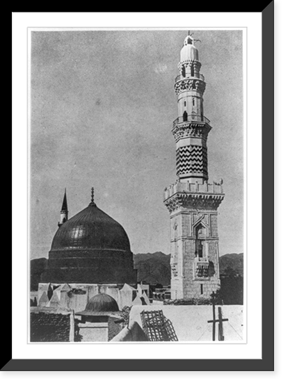 Historic Framed Print, Medina. Altes Minaret der heiligen Moschee, erbaut 1483, 1910,  17-7/8" x 21-7/8"